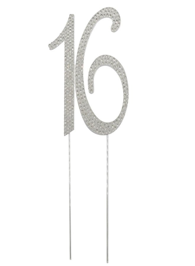 Verkelly Silver Elegant 16 Cake Topper - Bling Rhinestone Decoration for 16th Birthday and Anniversary Celebrations - Image 5